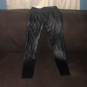 Black faux leather pants